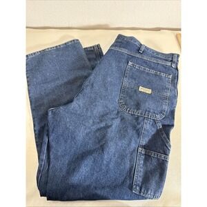 Wrangler Carpenter Jeans Blue Denim Men's Size 44x32 Workwear Utility Pant